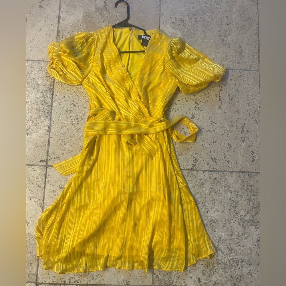 DKNY Yellow Wrap Dress